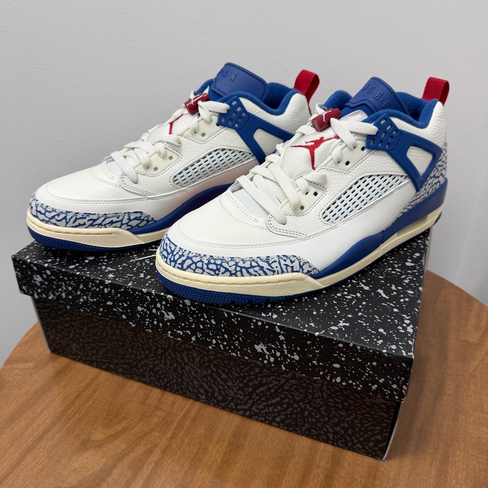 Jordan Spizike Low Mens Sail Storm Blue Elephant Print Sneakers IM2176-133 Sz 12